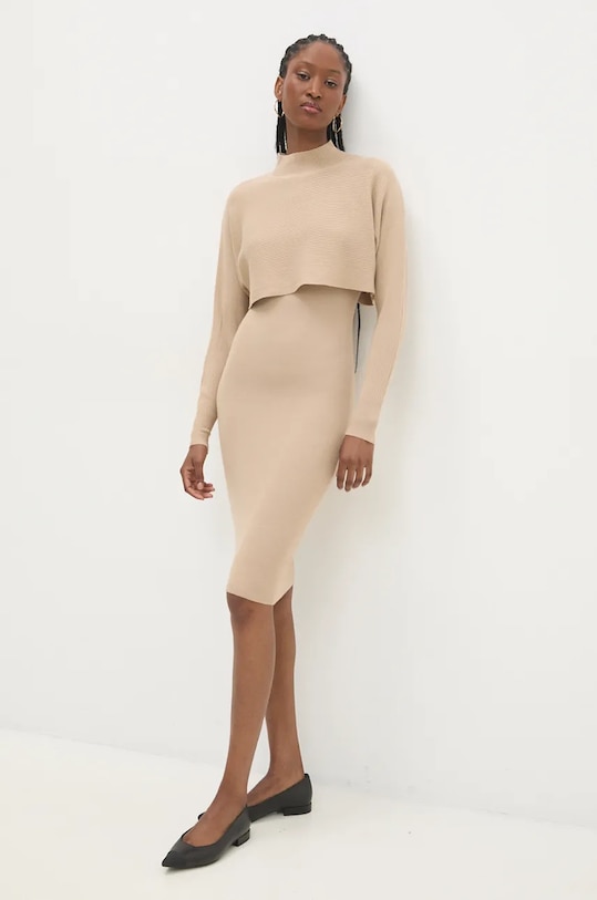 Answear Lab rochie și pulover mini maro MG58978AB.hlk