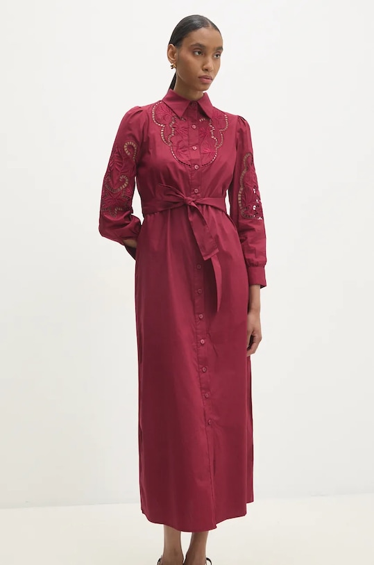 Answear Lab rochie din bumbac V3415.fos burgundia WZ24