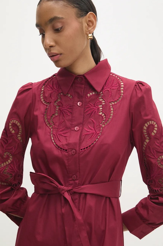 Answear Lab rochie din bumbac burgundia V3415.fos