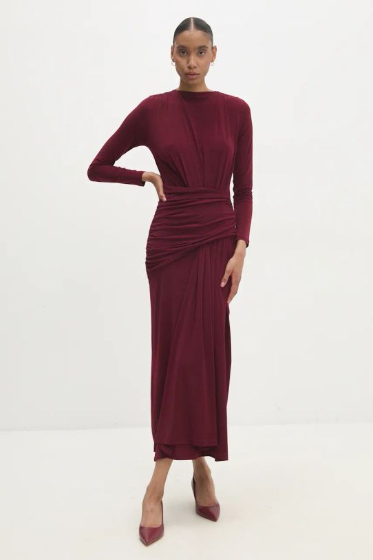 Answear Lab rochie maxi burgundia 1251.tos