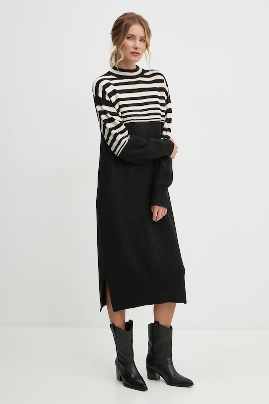 Answear.LAB sukienka z domieszką wełny casual czarny 0263.tos