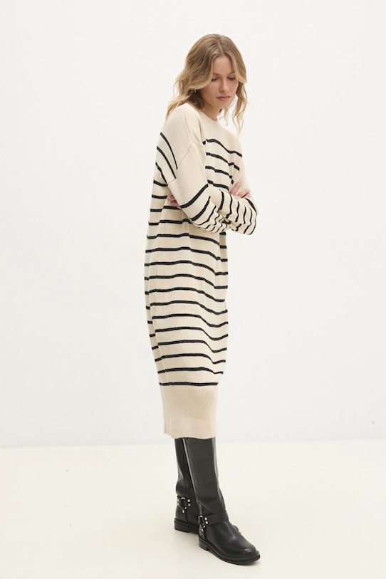 Answear Lab rochie din lână 0267.tos bej WZ24