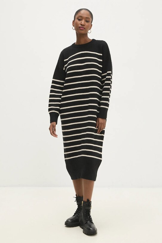 Answear Lab rochie din lână maxi negru 0267.tos