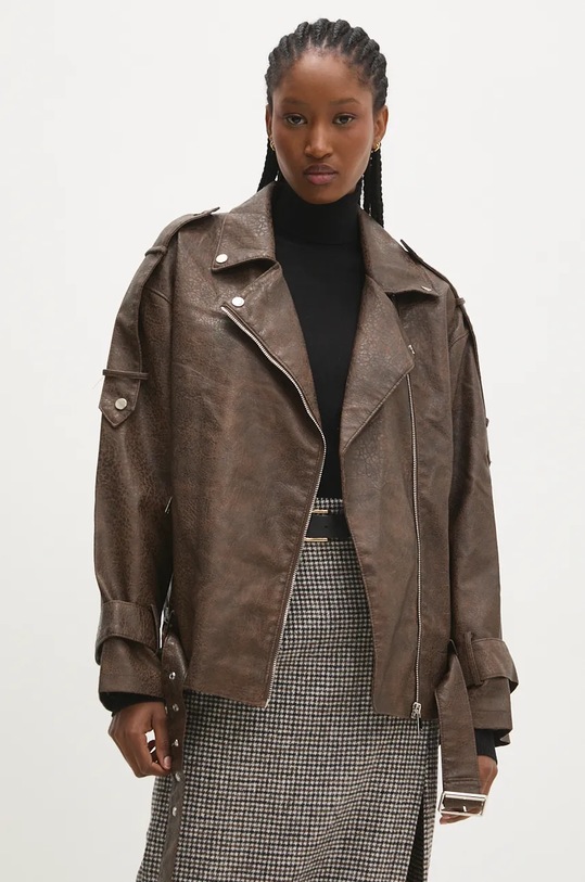 Δερμάτινο μπουφάν Answear.LAB s6658.ILK καφέ WZ24
