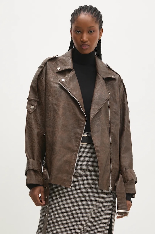 Δερμάτινο μπουφάν Answear.LAB s6658.ILK καφέ WZ24