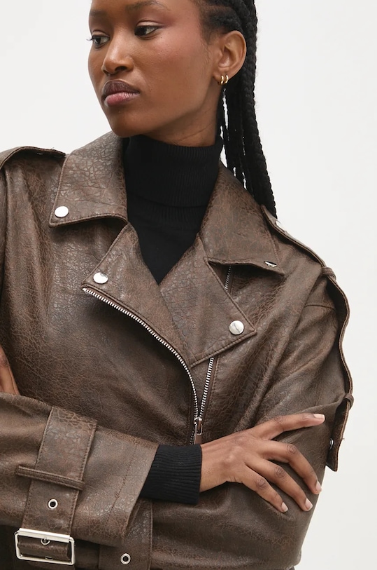 Δερμάτινο μπουφάν Answear.LAB καφέ s6658.ILK