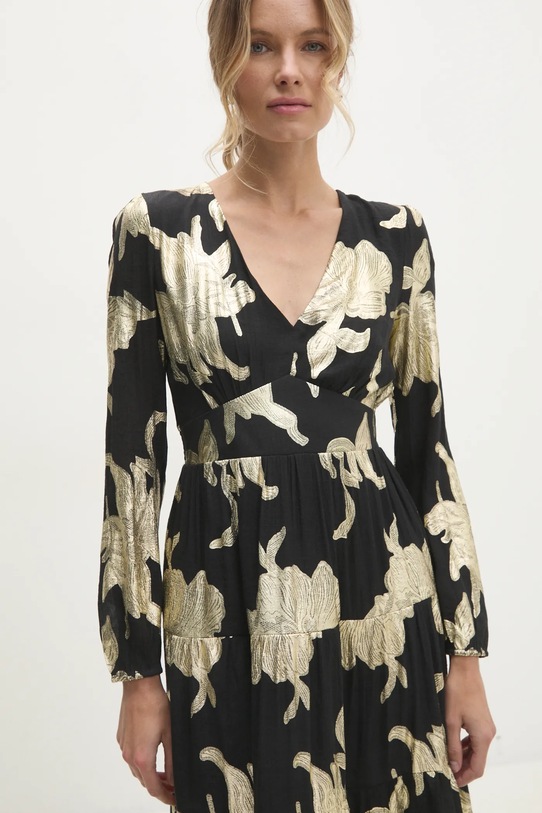 Lanena obleka Answear.LAB črna mj29139.FLK