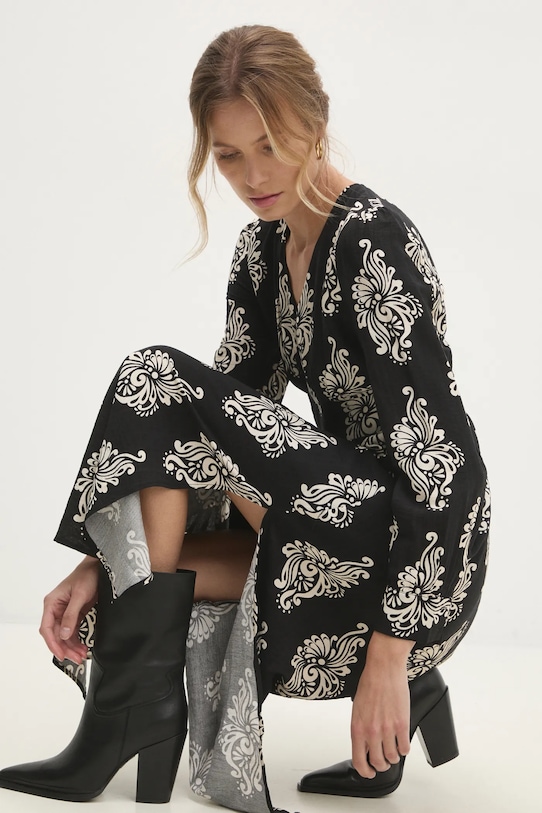 Lanena haljina Answear.LAB casual crna mj29113.FLK