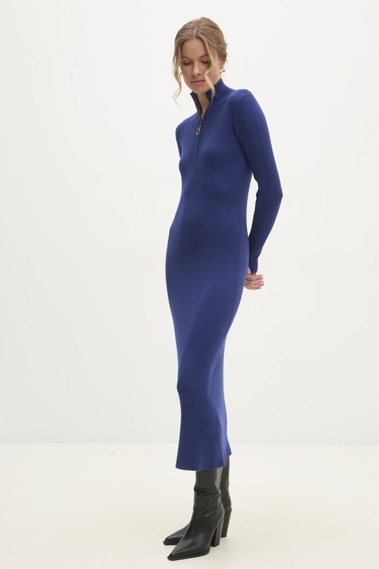 Answear Lab rochie de cașmir midi albastru ASF2480.flk