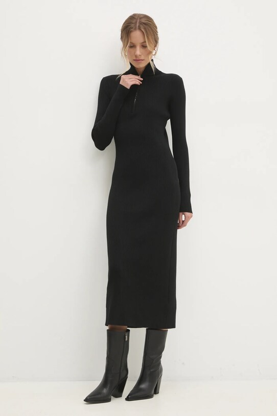 Answear Lab rochie de cașmir ASF2480.flk negru WZ24