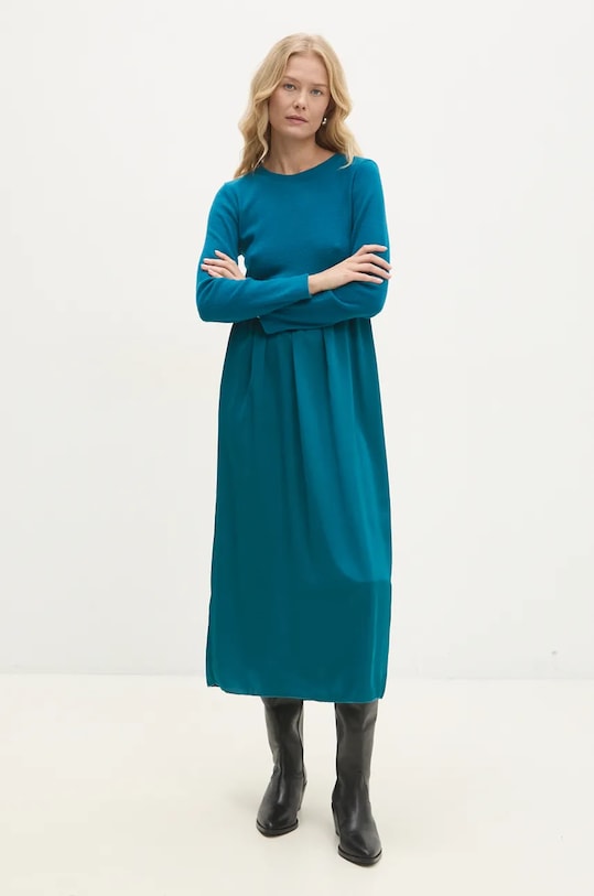 Answear Lab rochie midi albastru 53655.ilk