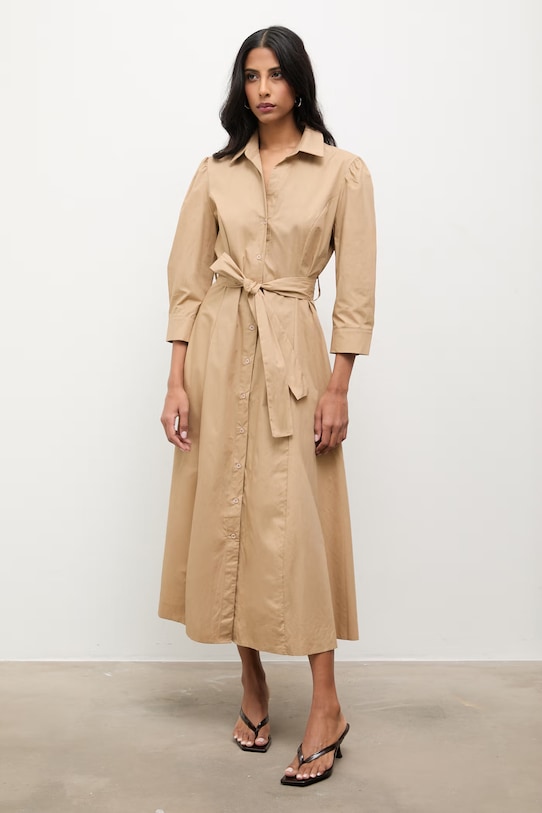 Answear Lab rochie din bumbac fixat bej 3922.iak