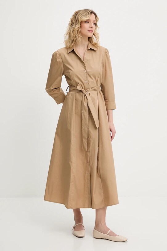Answear Lab rochie din bumbac fixat bej 3922.iak