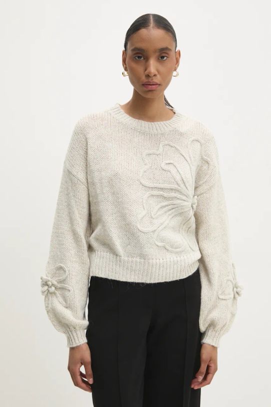 Answear Lab sweter aplikacja beżowy WF5265.ums