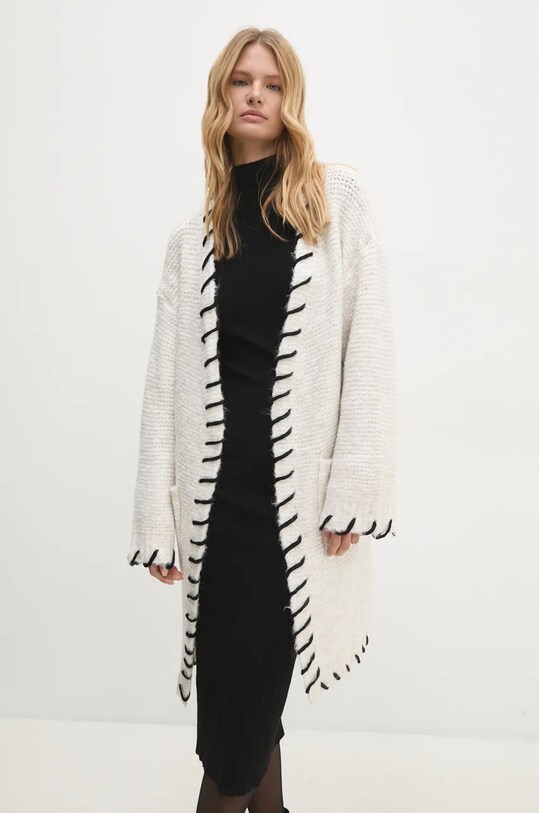 Answear Lab cardigan de lana imprimeu gri WF5272.ums