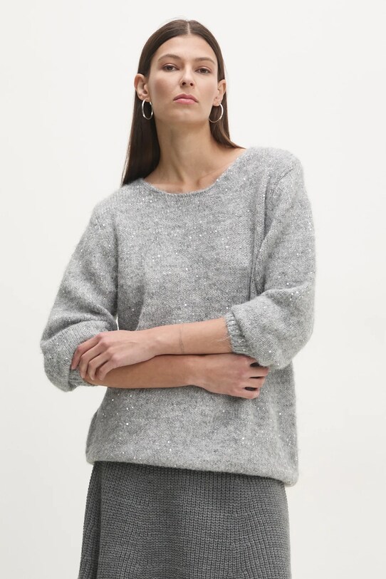Свитер с шерстью Answear.LAB аппликация серый CC2404.UMS