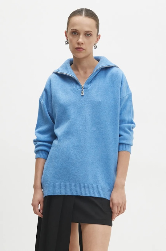 Answear.LAB sweter z wełną melanż niebieski 21745.tms