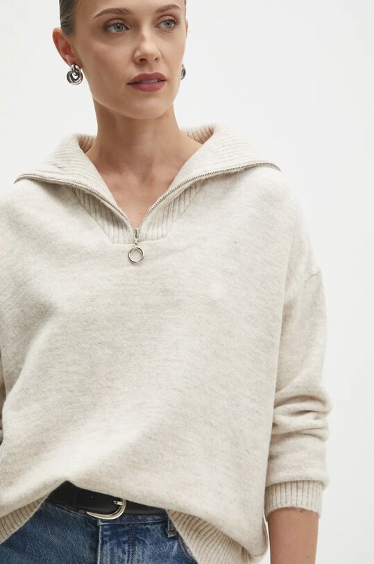 Пуловер с вълна Answear.LAB бежов 21745.tms