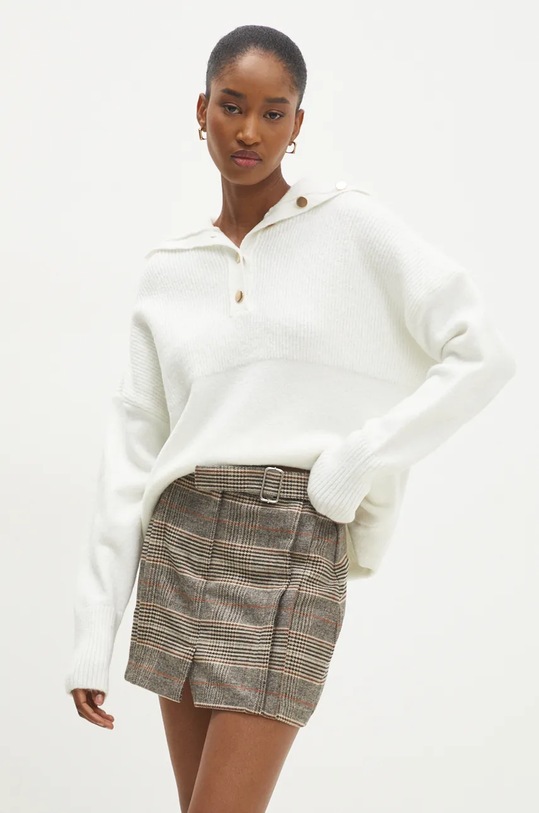 Answear.LAB sweter z wełną zapinany beżowy 22733.tms