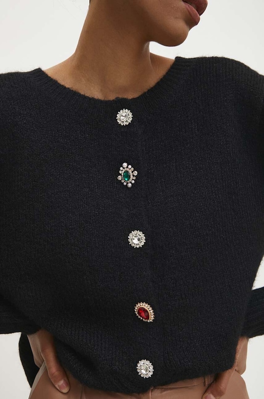 Answear Lab cardigan de lana uni negru lu2411.fos