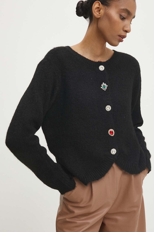 Answear Lab cardigan de lana negru lu2411.fos