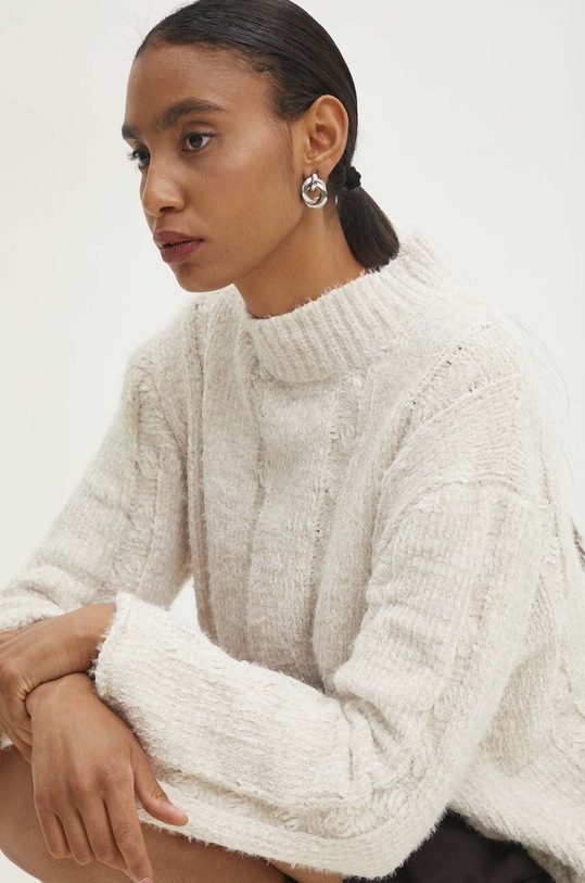 Answear.LAB sweter z wełną półgolf beżowy 2220.fos