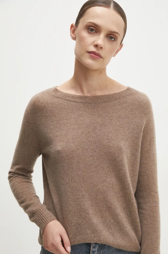 Vlněný svetr s kašmírem Answear.LAB hnědá 123.fos