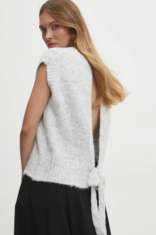 Answear Lab vesta din amestec de lana grosime medie gri M855.fos