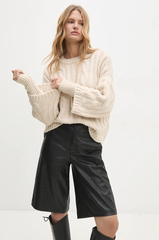 Pulover Answear.LAB okrugli bež 3653.tlk