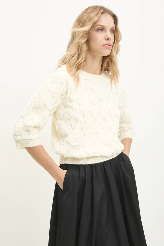 Answear.LAB sweter aplikacja beżowy 4432537.IKK