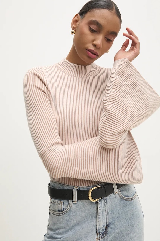 Answear Lab pulover subtiri bej ng65008.IKK