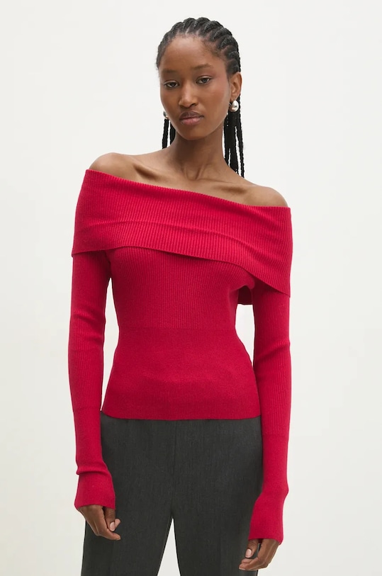 Answear Lab pulover subtiri rosu PE367.hos