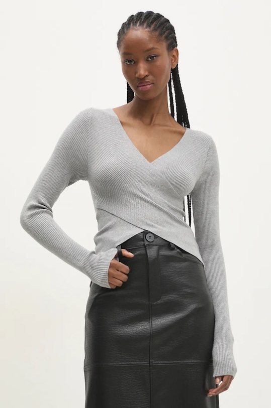 Svetr Answear.LAB V výstřih šedá MG59370.hlk