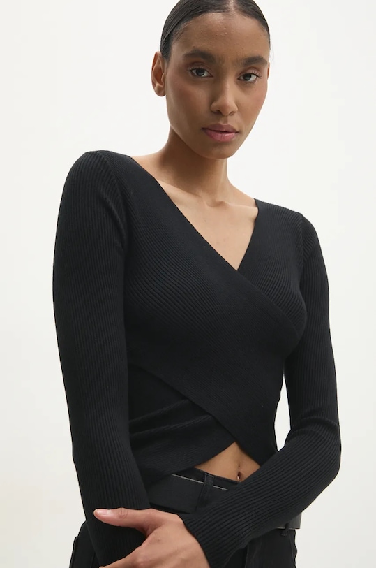 Svetr Answear.LAB V výstřih černá MG59370.hlk