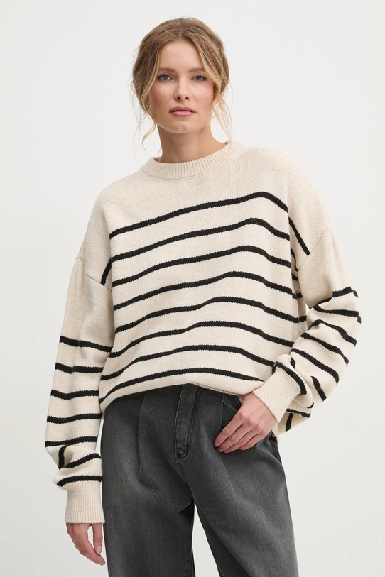 Answear.LAB sweter z domieszką wełny okrągły czarny 254.tos