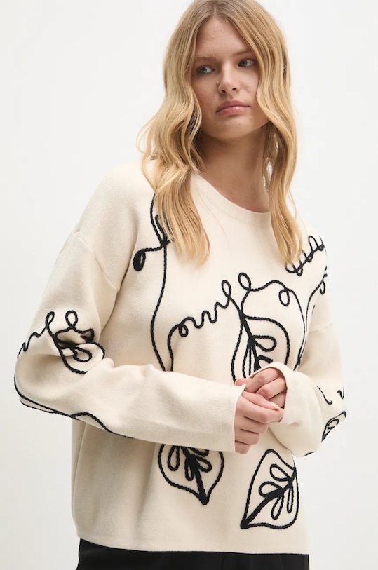 Answear Lab sweter aplikacja beżowy p210.FLK