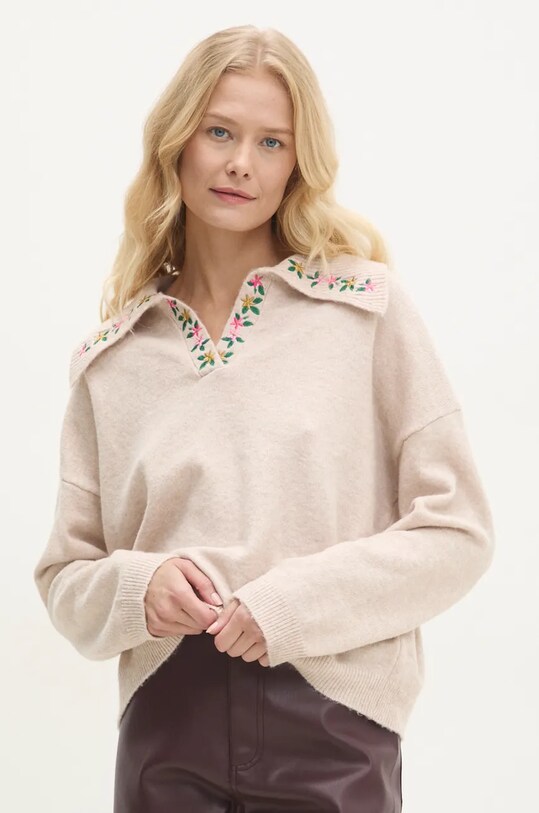 Answear Lab pulover de lana subtiri bej ih24707.fos