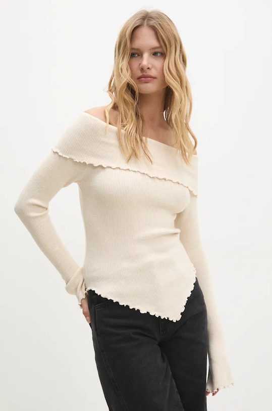 Answear Lab pulover subtiri bej mc9128.fos