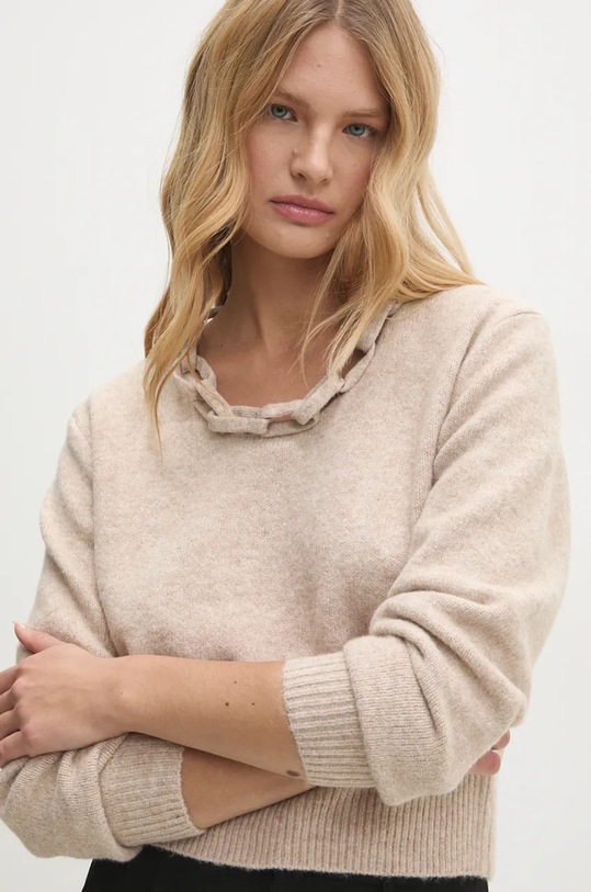 Answear.LAB sweter z wełną beżowy 1455.ilk