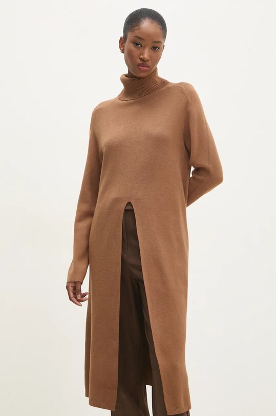 Answear.LAB maglione scollo a colletto alto marrone ms276.ilk