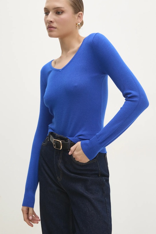 Pulover s dodatkom kašmira Answear.LAB s dodatkom vune plava ASF2620.flk