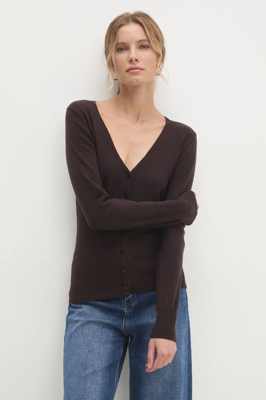 Answear Lab cardigan cu amestec de mătase maro ASF803.flk