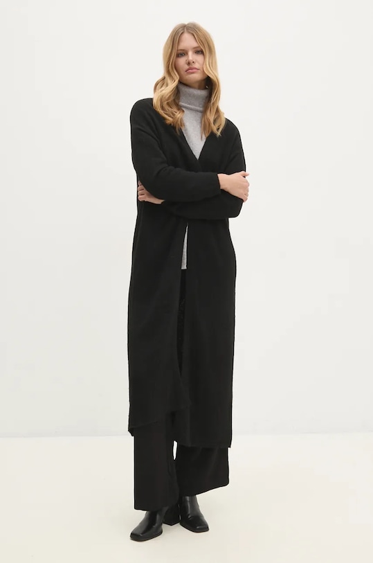 Answear Lab cardigan de lana uni negru 8964..IKK