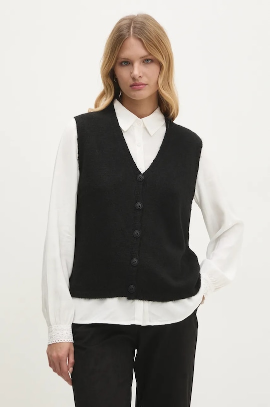 Answear.LAB kamizelka z wełną zapinany czarny 8968.IKK