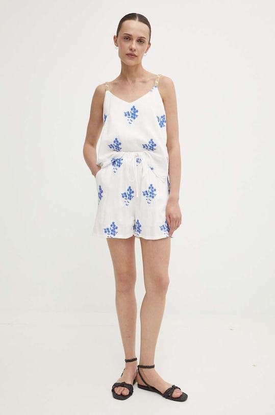 Answear Lab pantaloni scurti din in M5004.HWK alb WZ24