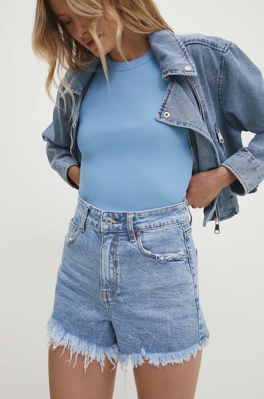 Džínové šortky Answear.LAB high modrá 7601.IW