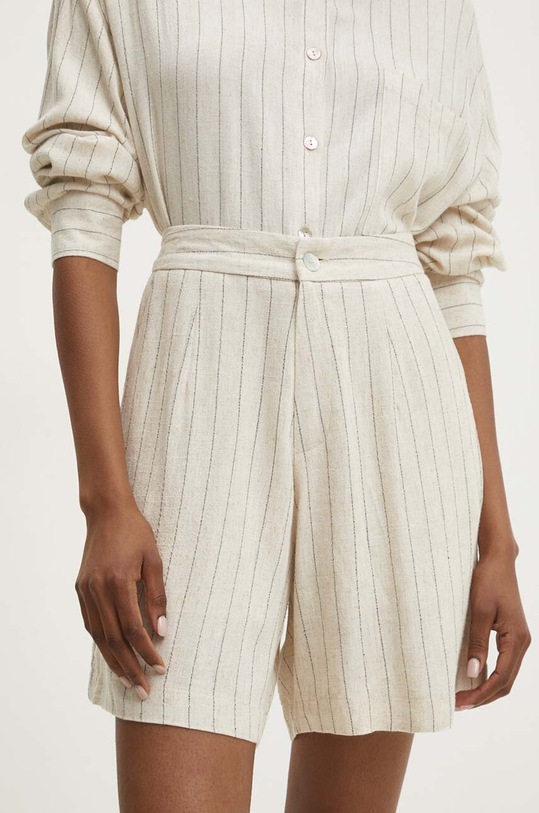 Lněné šortky Answear.LAB high béžová 5963.fkk
