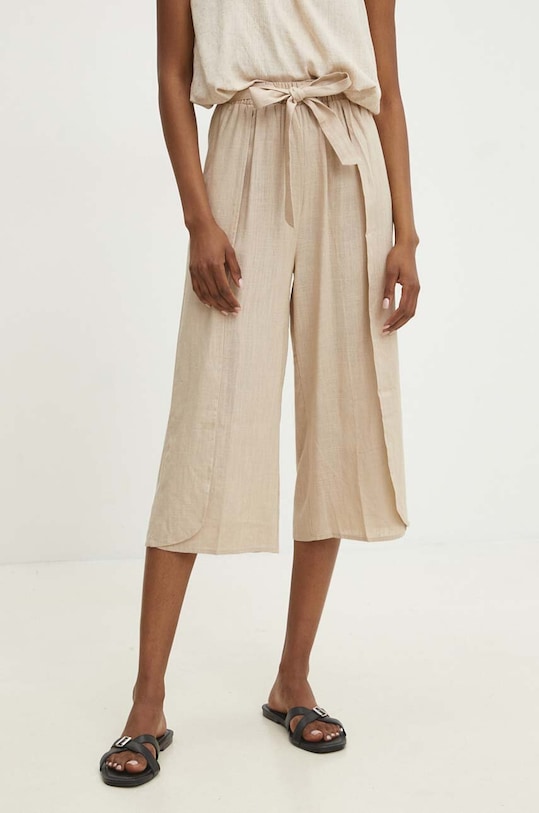 Lněné šortky Answear.LAB high béžová at2038.FKK