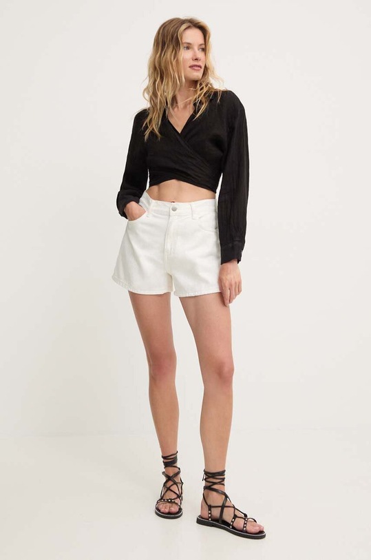 Answear Lab pantaloni scurti jeans rd2385.6.fkk alb WZ24