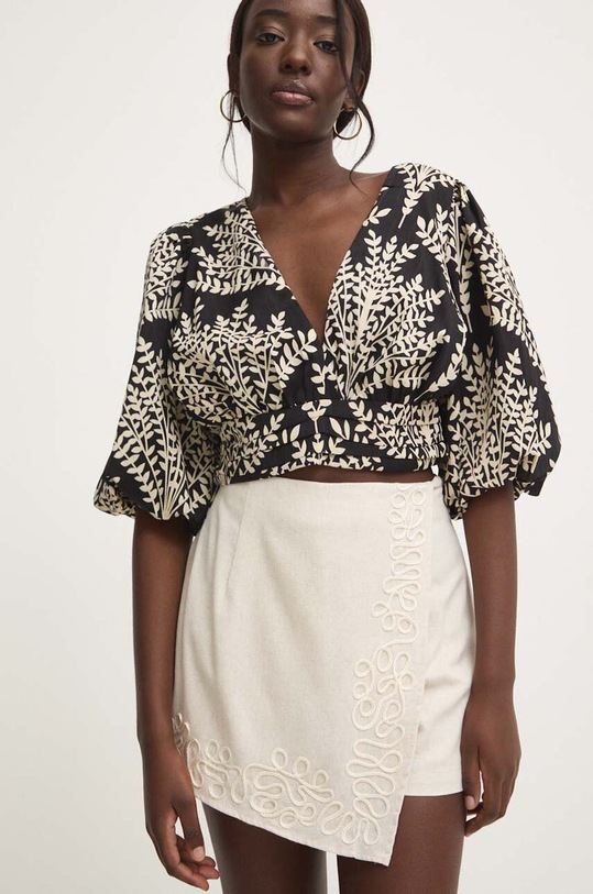 Lněné šortky Answear.LAB JUPE11097.HWK béžová WZ24